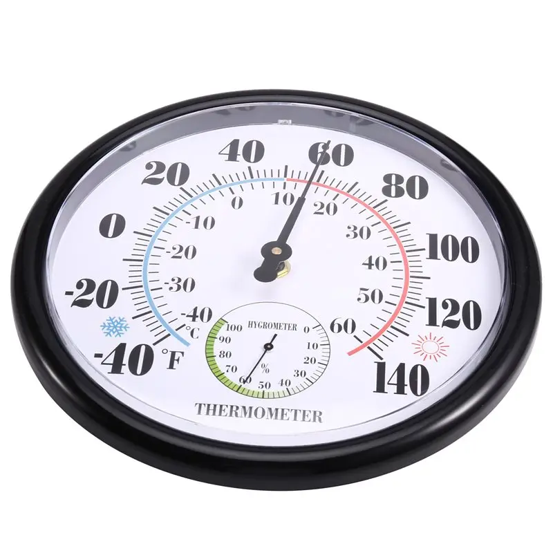 ABGH-مقياس الرطوبة التناظري الكبير 10 بوصة،-40 °   F إلى 140 °   F، مقياس حرارة داخلي وخارجي، قرص دائري سهل القراءة