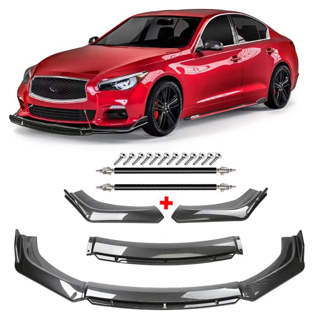 

For INFINITI Q50 Q60 Front Bumper Lip Splitter Spoiler Carbon Fiber Strut Rod United States