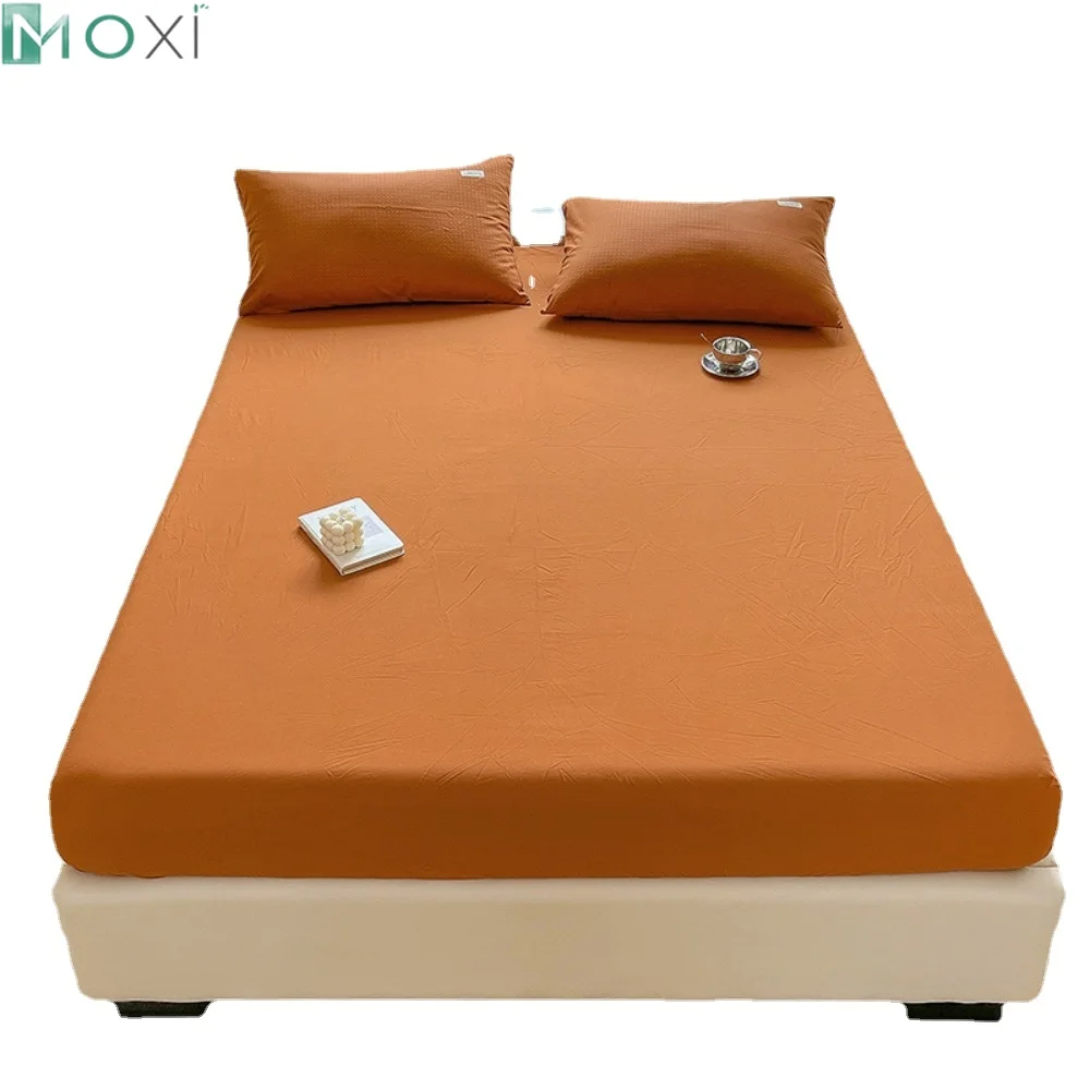 Solid Color Fitted Sheet with Elastic Bands Non Slip Adjustable Mattress Covers for Single Double King Queen Bed 120/150/180cm