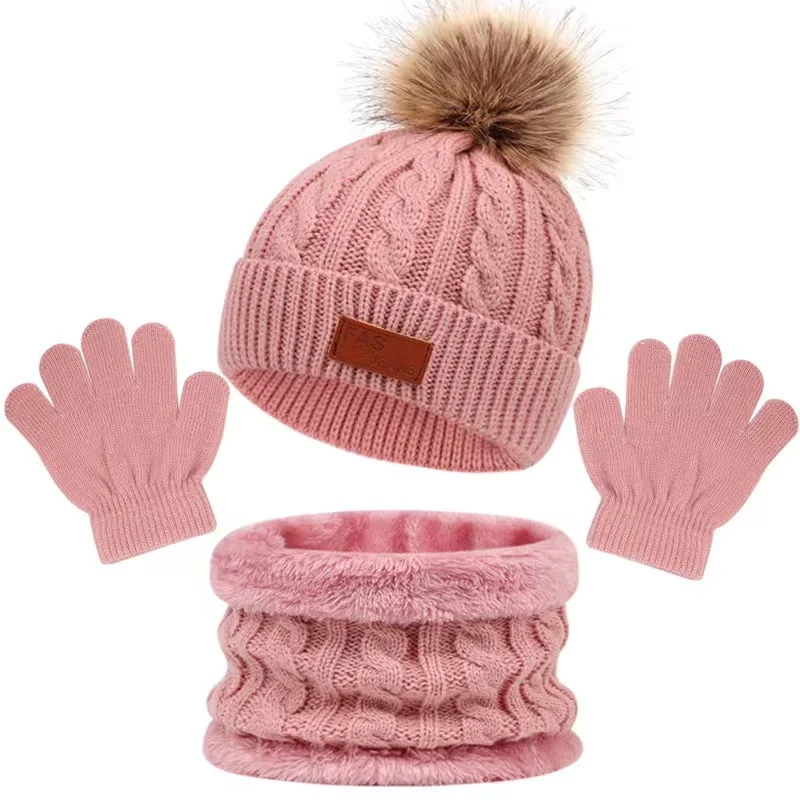 Ensemble bonnet écharpe et gants pour enfants, optique enfantine, bonnet coupe-vent, couvre-capuche chaud, écharpe pour bébé, nouveau cadeau, hiver, 3 pièces