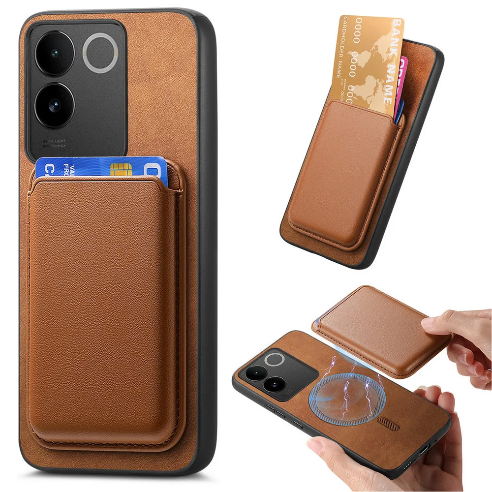 For Vivo V40 SE 5G 2In1 Detachable Magsafe Magnetic Back Case For Vivo V30 Lite V29E V90 V 30 X100 Pro V30SE Leather Cover