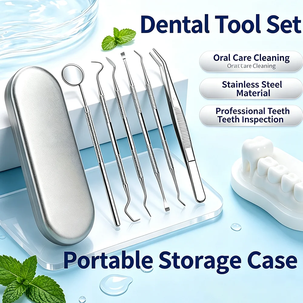 Stainless Steel Dental Explorer Probe Single End Teeth Cleaning Pick Tartar Plaque Remover Oral Care Tool For Home Dentist Use