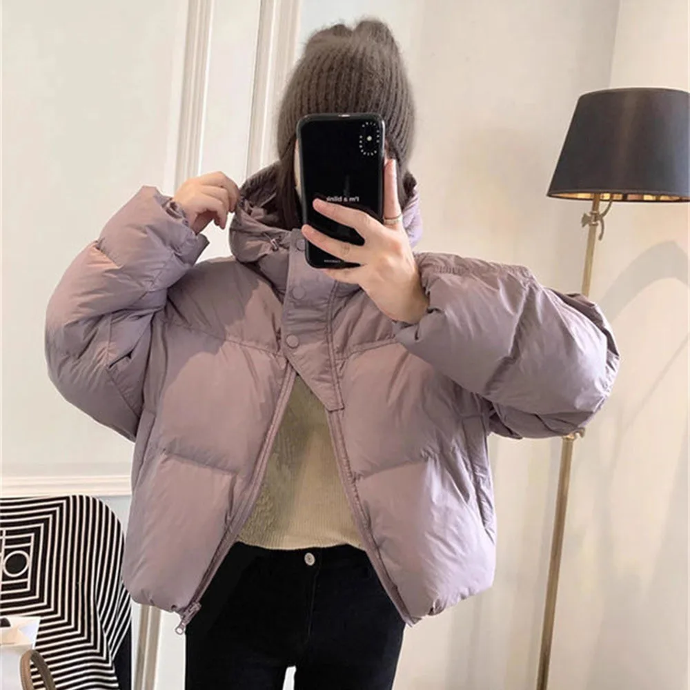 2024 Winter Women Puffer Parkas Thick Hooded Cotton Padded Coats Female Loose Short Jacket Ladies Ultra Light Warm Casual Coat