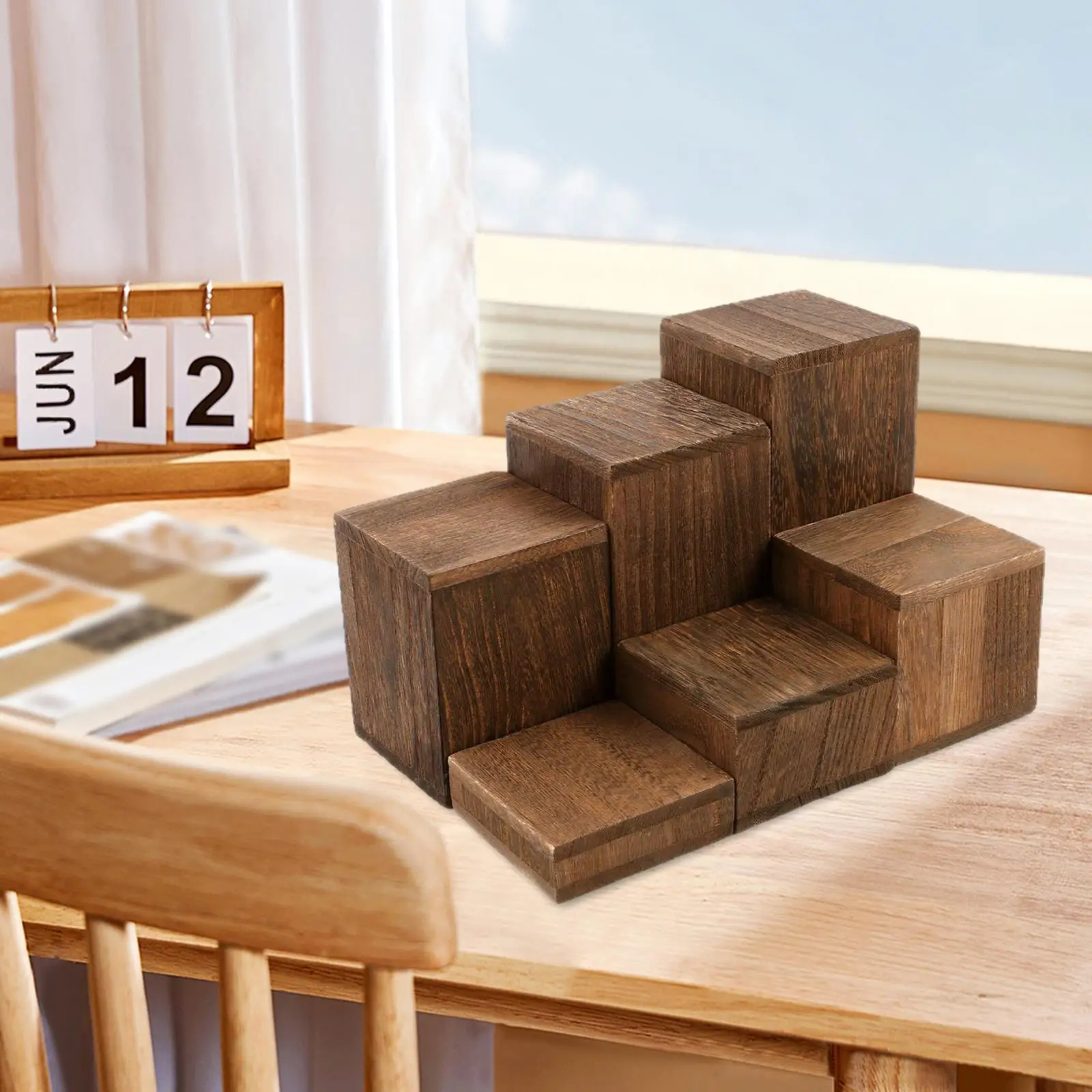Wood Display Stand Set Multifunctional Wooden Riser for Tabletop Jewelry Dessert Organizing Home Collection Storage