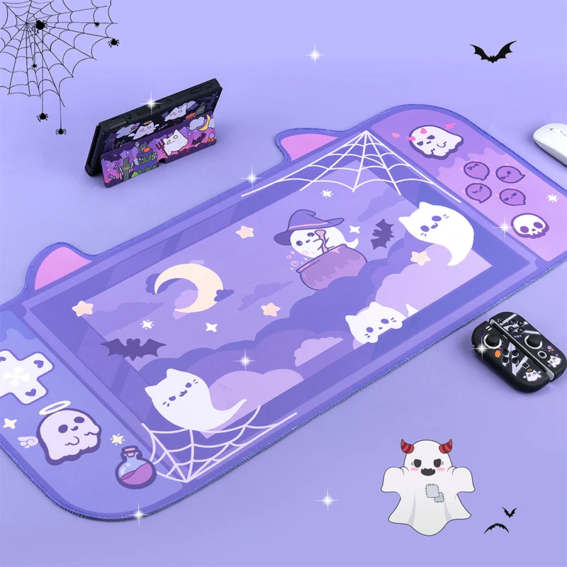 Cute Funny Ghost Big Mouse Pad Computer Keyboard Desk Mat Extra Large Gamer mousepad Purple Kawaii Laptop PC Gaming Accessories