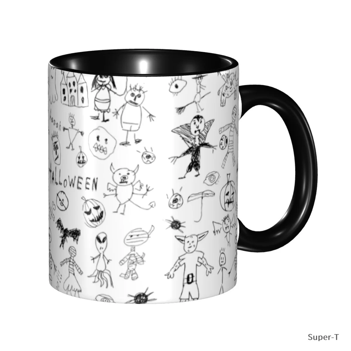 Halloween Doodle Creative Ceramic Coffee Mug Landscape Tea Milk Cup Home Office Gift Mugs 330ml