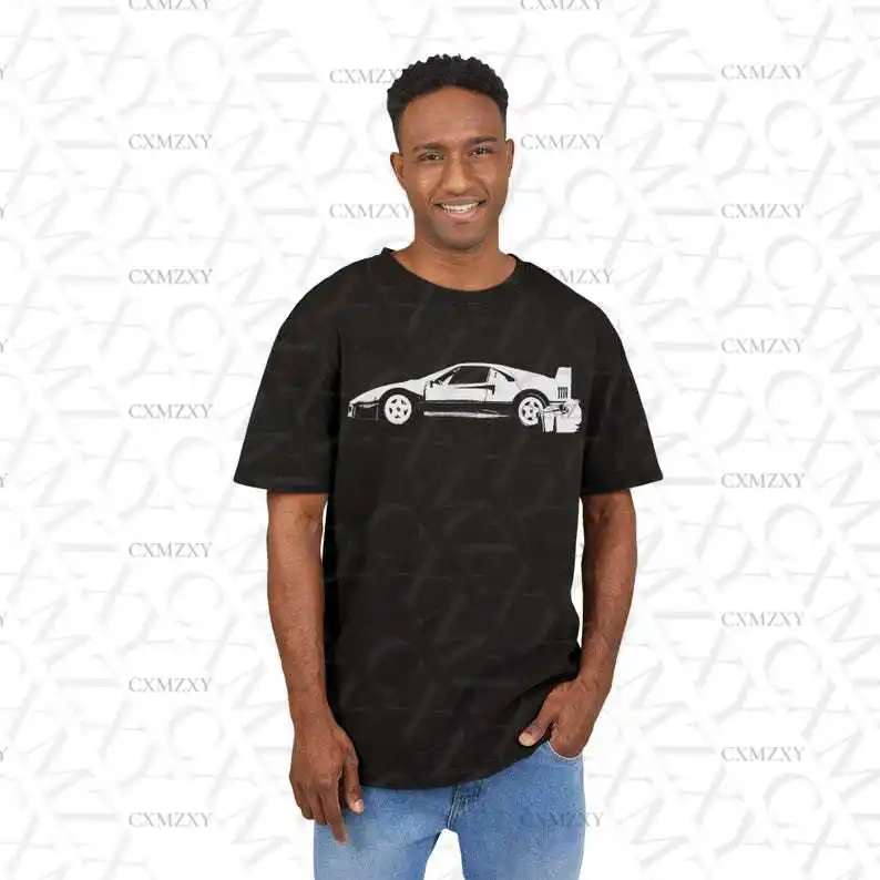 

Camiseta lavada con ácido F40, camiseta de gran tamaño para hombre, camisa gráfica