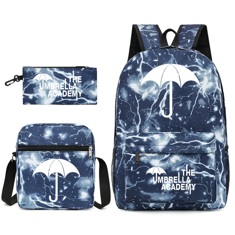 

Classic TV the umbrella academy Print 3pcs/Set Student School Bags Laptop Daypack Backpack Inclined shoulder bag Pencil Case