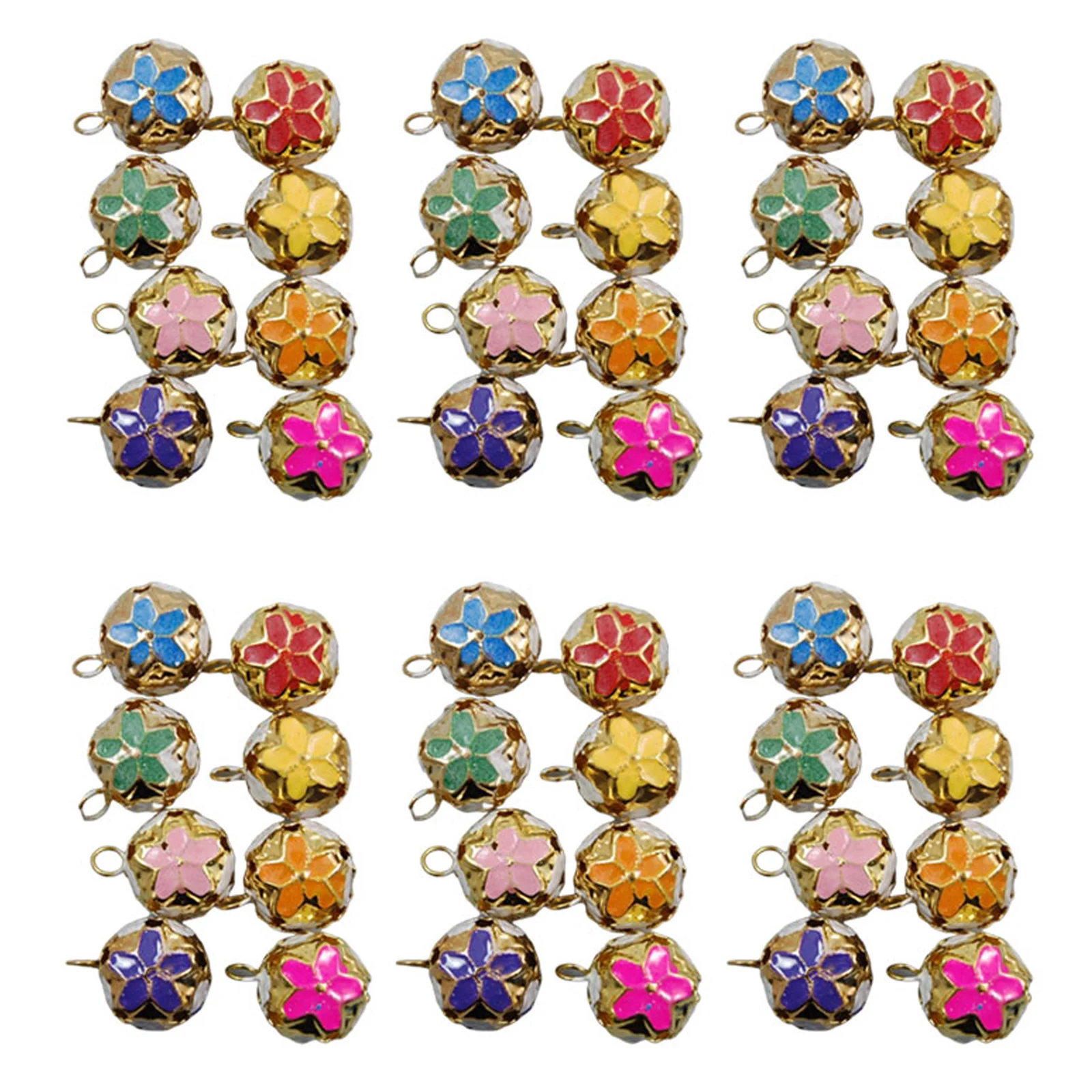 

100 pcs 14Mm Bell Pendant Hollow Cherry Blossom Japanese Hanging Decor For Diy Keychain Bracelet Backpack Craft