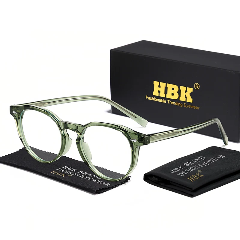 

HBK New Fashion Round Men's Eyeglass Frame Brand Design Pin Core Glasses Women's Anti Blue Light Decorative Glasses