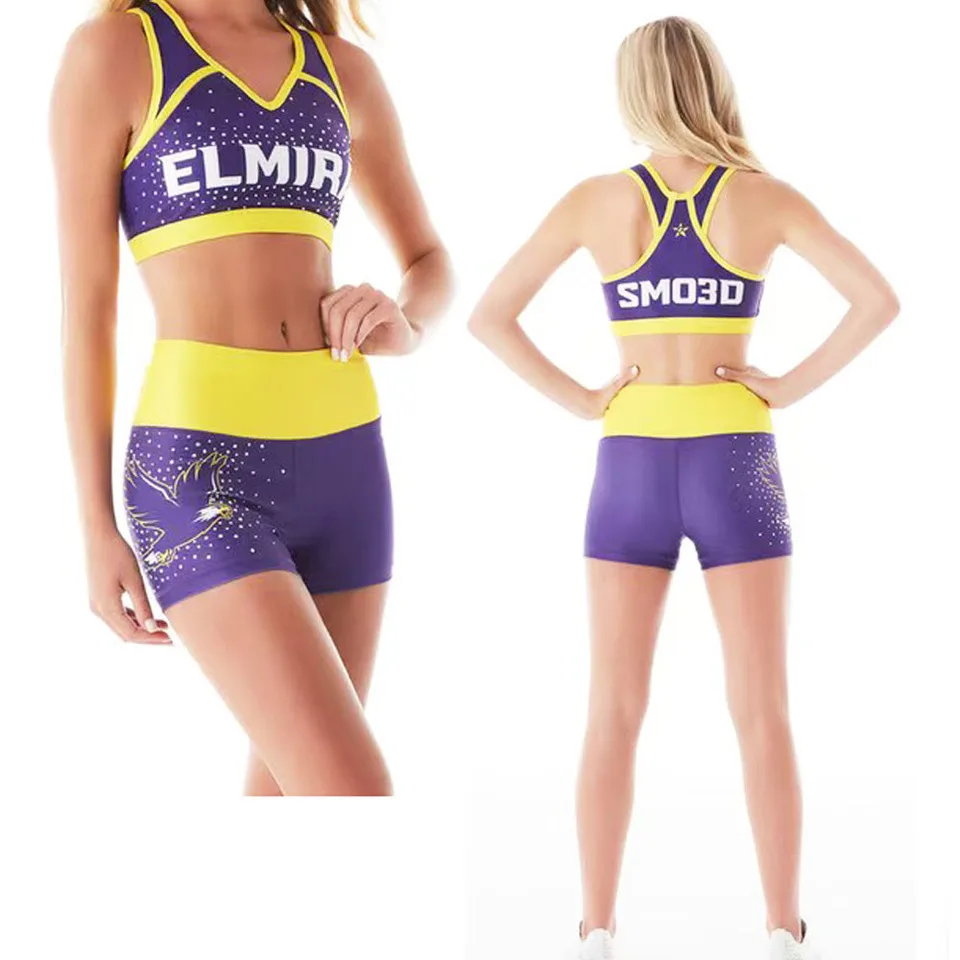 

CHSALL School Cheerleading Uniform Set Women's Adult Sportswear Spandex/Polyester Material Heat Transfer Printing Front Logo