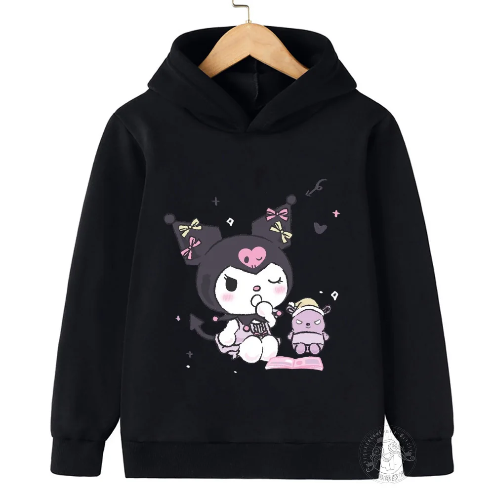 

Hello Kitty Kuromi cartoon boys and girls 3-14 years old kawaii street casual sweatshirt children's outdoor sports hoodie