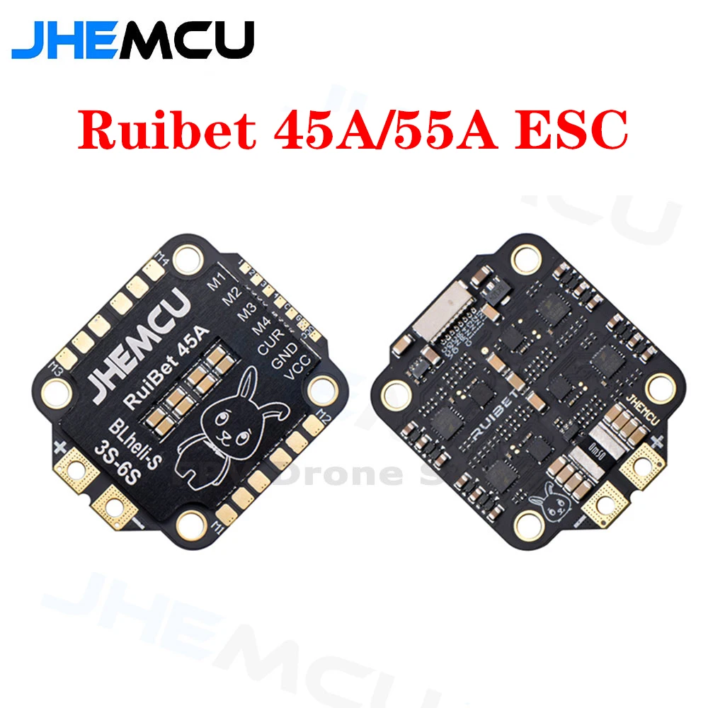 JHEMCU RuiBet 45A/55A ESC BLHELI_S Dshot600 4w1 bezszczotkowy ESC 3-6S 30.5X30.5 M4 dla RC FPV Freestyle kontroler lotu Drone