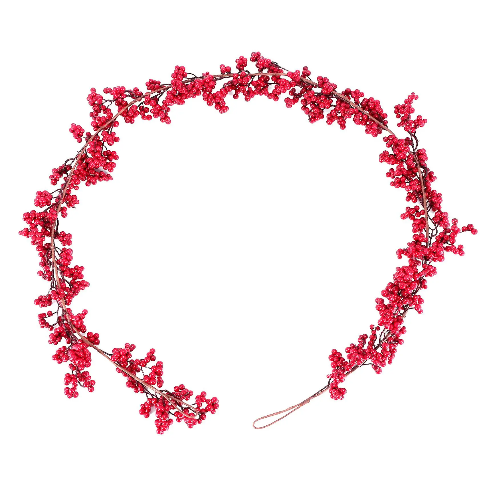 5.9 Ft Christmas Red Berry Garland Artificial Burgundy Red Pip Christmas Garland for Fireplace Decorations Holiday Decor