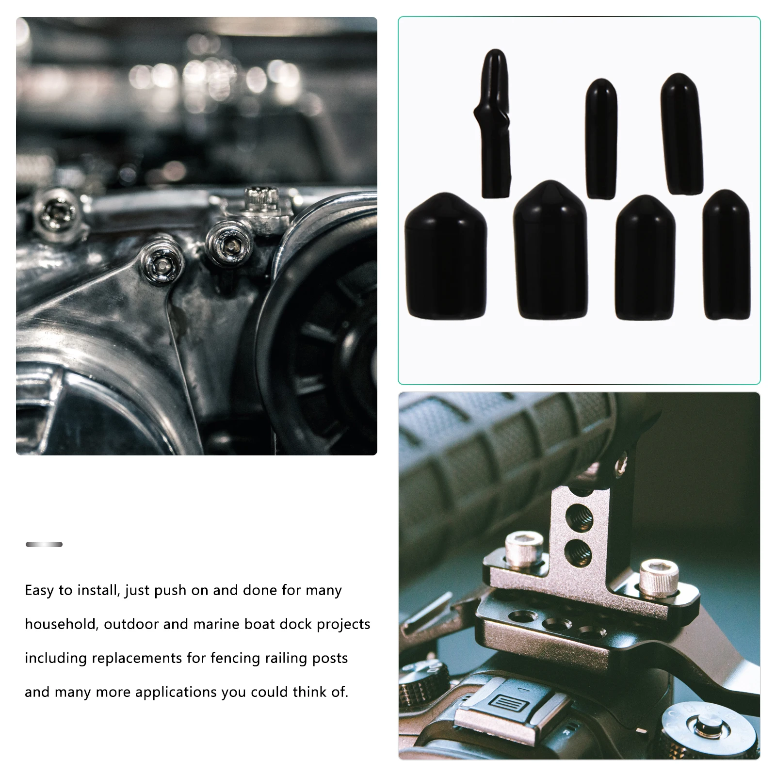 

700 Pcs Rubber End Caps Thread Protector Bolt Covers Dust Jacket Tubing Safety Sealing Post Rods Boat Dock Fencing Railing