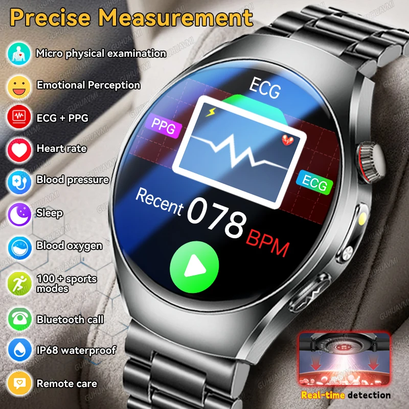 

2026 Новые умные часы AI ECG + PPG Diagnosis Health, 1,47-дюймовые AMOLED, кровяное давление, мочевая кислота, уход за жиром в организме, умные часы для мужчин и женщин