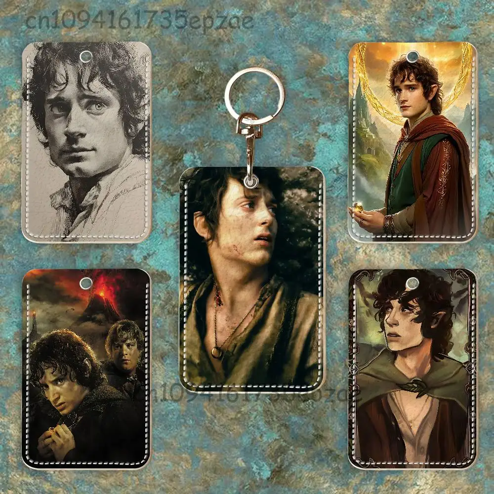 

F-Frodo B-Baggins Custom Access Card Case Leather Card Holder Keychain Key Ring Transportation Card Case Gifts