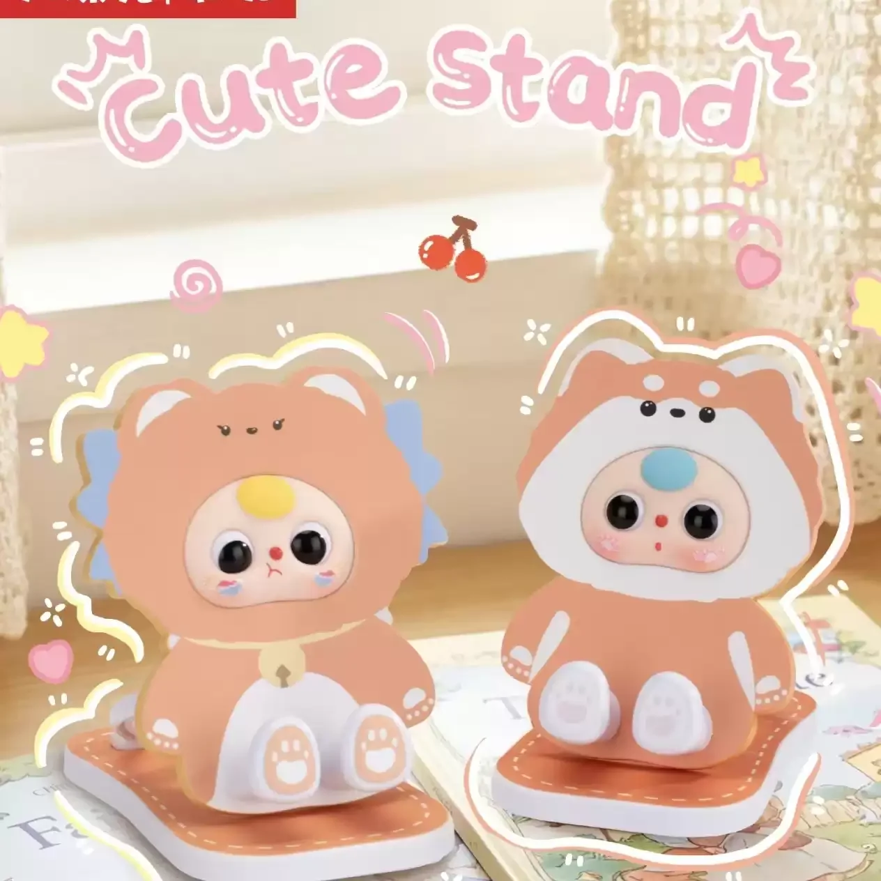 Baby Three Foldable Phone Stand Blind Box Cute Animal Desktop Holder For Watching TV Desk Decor Surprise Collectible Toy view 5