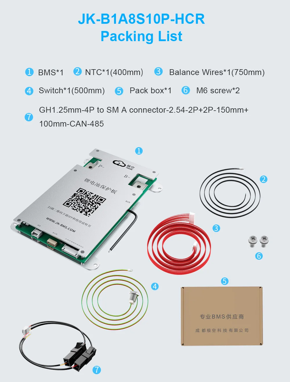 JK BMS V19 BMS 4S 8S 16S 24S 32S 100A 150A 200A 300A HEAT CAN RS485 BT LCD Li-Ion/ Lifepo4/ LTO Batterie 0,6-2A Aktiver Balancer – Detail 16