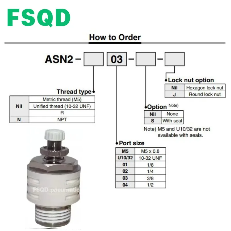 1PC Metering Valve with muffler connector pipe joint  Pneumatic tools ASN2-04 ASN2-01 ASN series