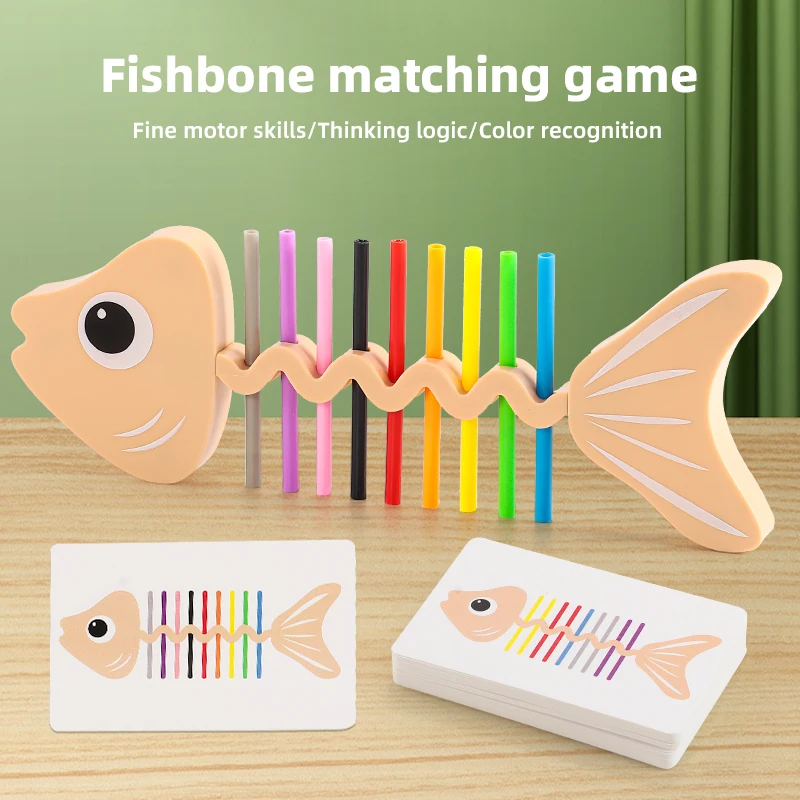 KNYYSECQ Jouets d'entraînement à la motricité fine pour l'éducation de la petite enfance, puzzle, réflexion, concentration, Montessori, association d'arêtes de poisson