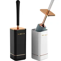 Aokala Toilet Brush and Holder Silicone Toilet Bowl Brush Set Long Handle Modern Bathroom Cleaning Durable Deep Cleaning