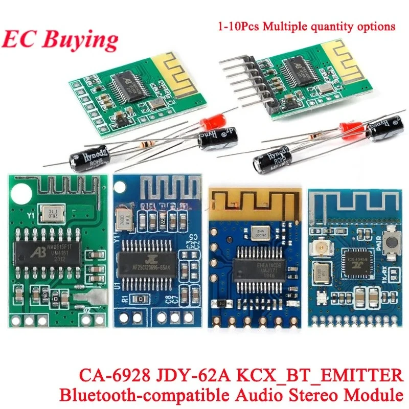 1-10Pcs DC 3.7V 5V DIY Ble 5.0 4.1 Stereo Audio Board Receiver Module KCX_BT_EMITTER Bluetooth-compat CA-6928 JDY-62A Speakers