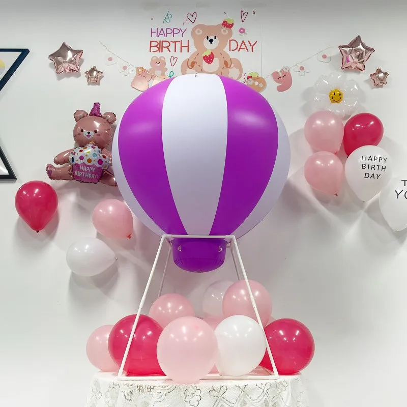 SAYOK-PVC Inflatable Hot Air Balloon with Stand, Advertising Strips, Birthday Party Decoration, 1.5mH