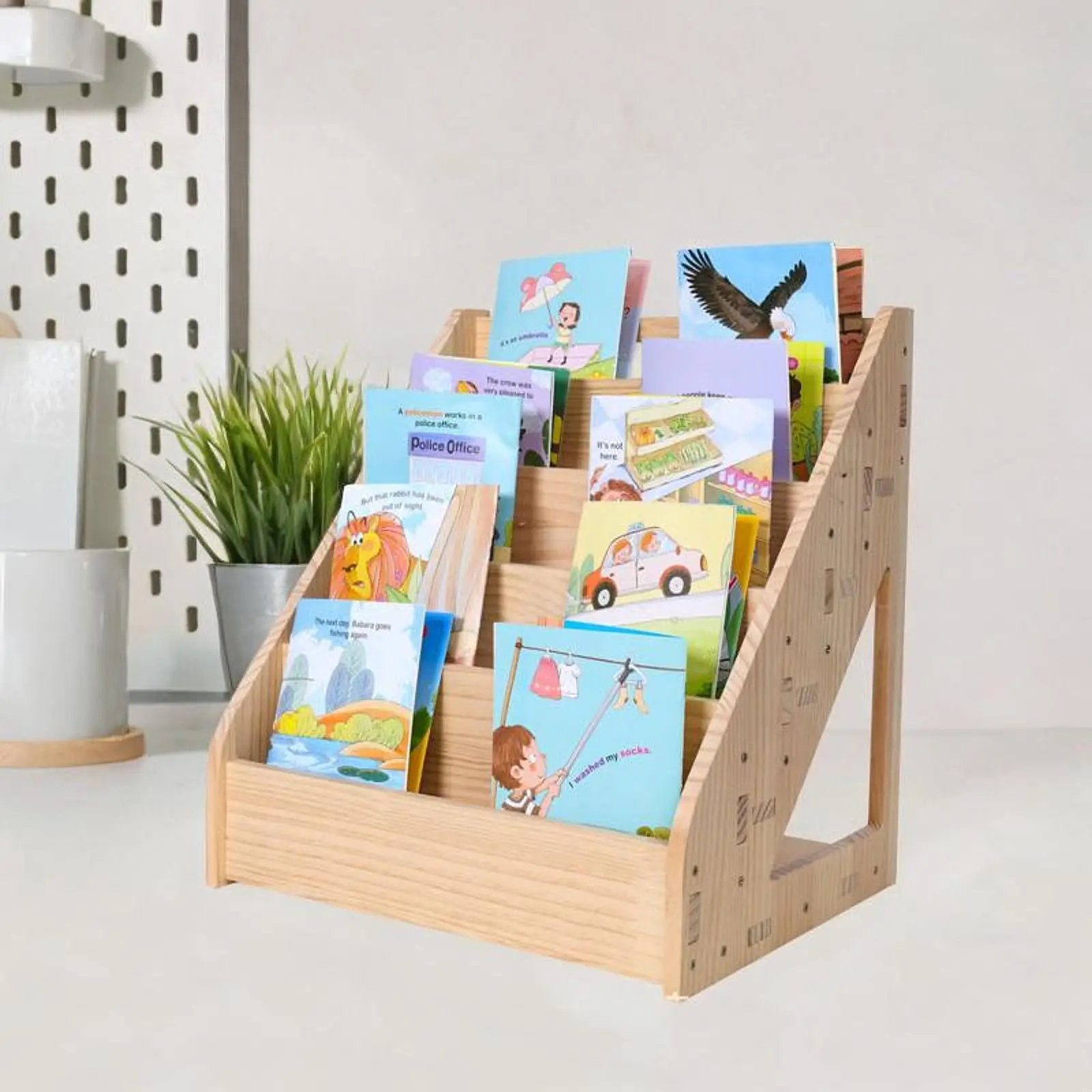 

Kids Bookshelf Book Shelf Collector Wooden Card Display Stand Bookcase for Coloring Books Magazines Bedroom Home Study Room