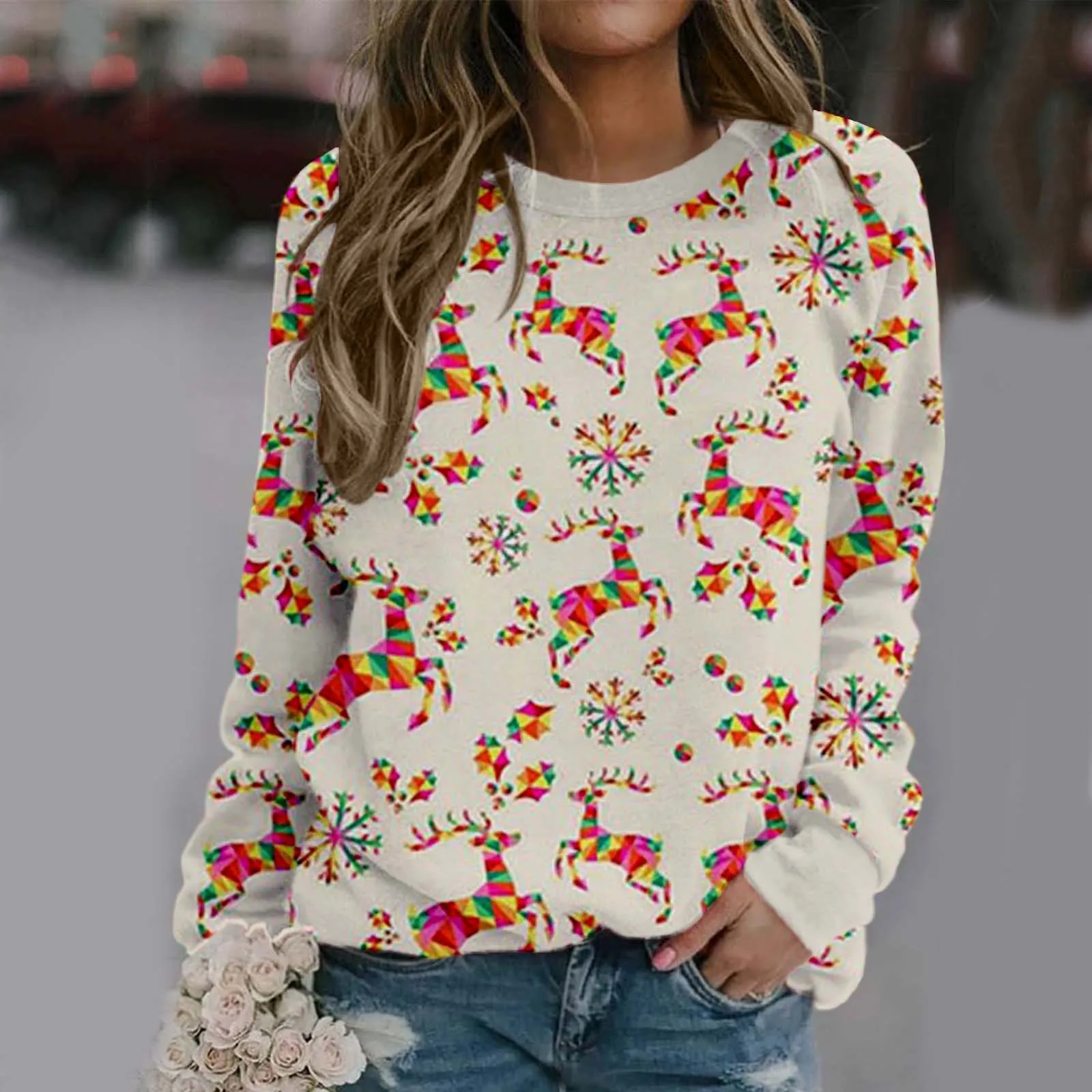 

New Autumn Deer 3D Print Raglan Sleeve Women Pullovers Hoodies Streetwear Female Sweatshirt Oversized Tops Hoodie Woman Clothing