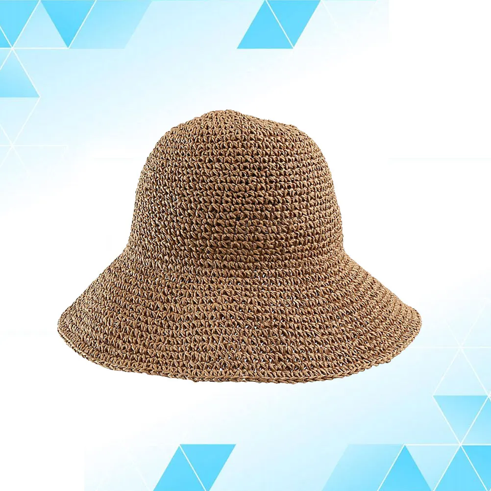 

1pc Sun Hat For Women Men Straw Wide Brim Uv Protection Cap Outdoor Beach Travel Breathable Comfortable Sunblock Hat