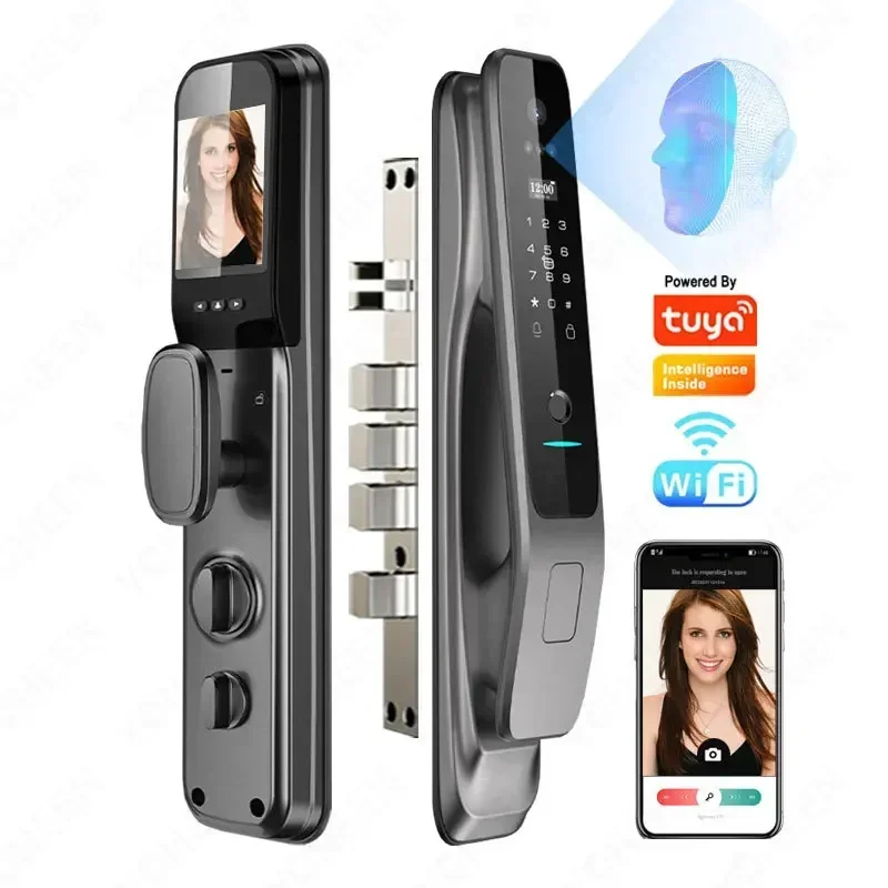 TUYA  3D Facial Recognition Fingerprint Smart Door Lock Wifi APP Remote Control Home Electronic Password Door Lock