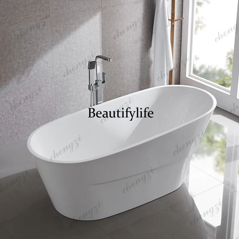 Household independent European simple thin-edged acrylic special-shaped tall adult bathtub 1.7 meters