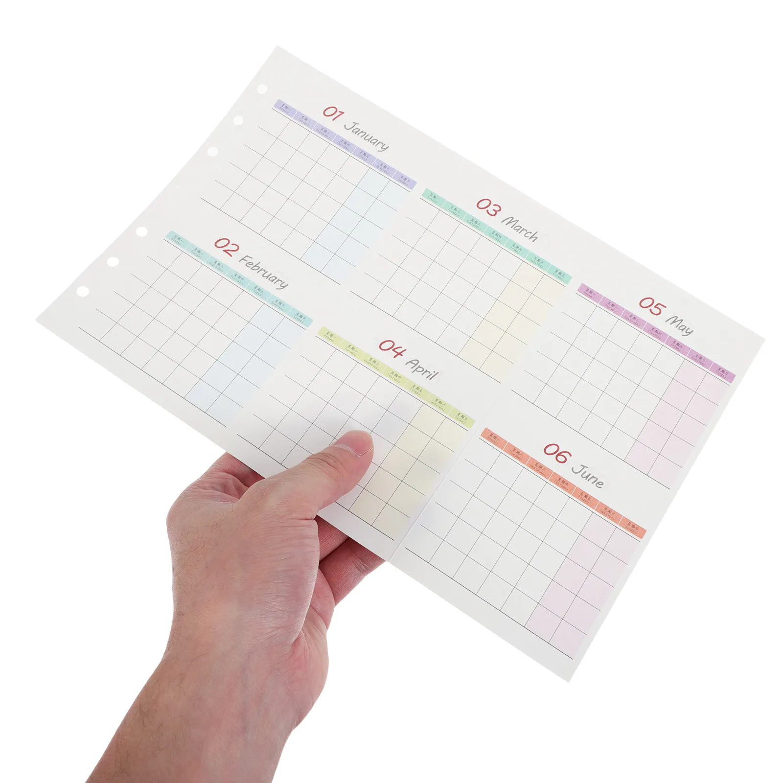 20 Sheets A6 Monthly Planner Refills - Undated Blank Calendar Inserts for 6 Ring Binder for Budget and Meal Planning