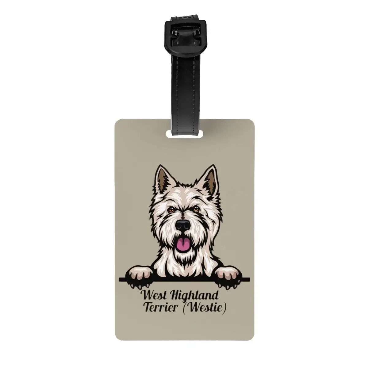 

Peeking Dog West Highland White Terrier Luggage Tag Westie Suitcase Baggage Privacy Cover ID Label