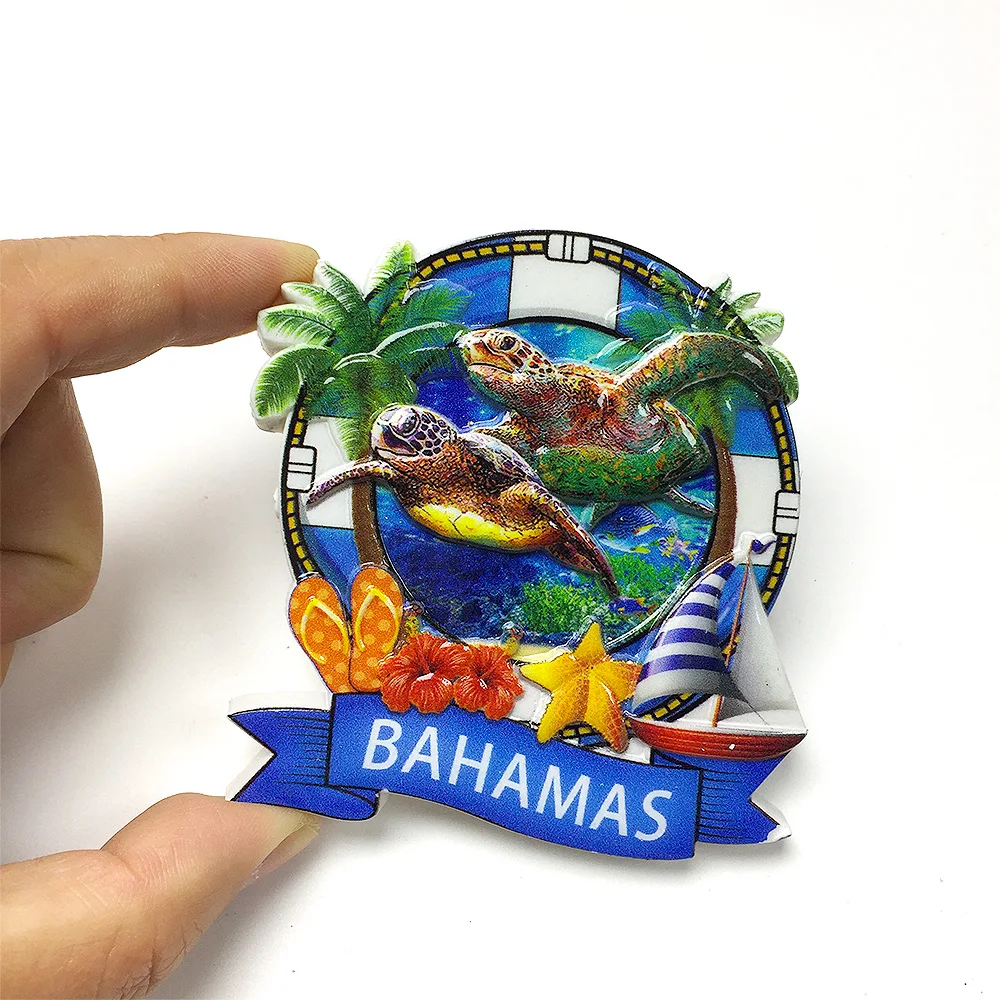 

Bahamas 3D Resin Fridge Magnets - Sea Turtles, Sailboats & Tropical Decor - Cute Refrigerator Magnets
