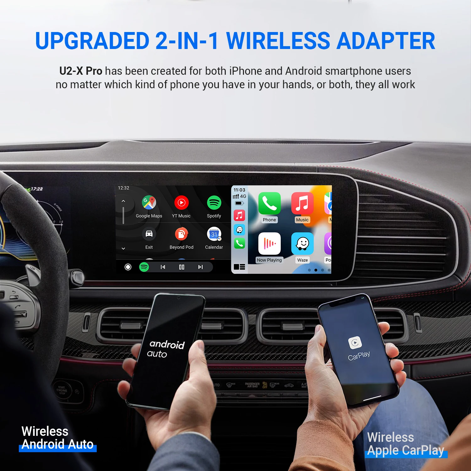 OTTOCAST U2 X PRO Android Auto CarPlay 2 in 1 Wireless Bluetooth Adapter USB Dongle Car Intelligent System Automotive Multimedia