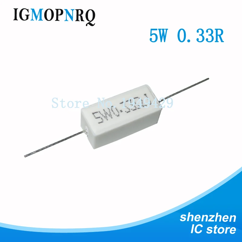 10 sztuk 5W cemento resistencia 0,1 ~ 10k ohm 5%, 0,22, 0,33, 0,5 1 10 100 1K 10K om 0.1R 0.22R 0.33R 0.5R 1R 1R 10R 100R