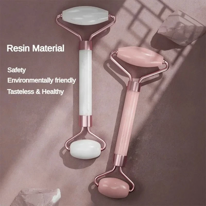 1개 얼굴 및 목 마사지 롤러와 괄사 보드 레진 논로즈 크리스탈 제이드 롤러 뷰티 더블 엔드 마사지 스킨케어 도구