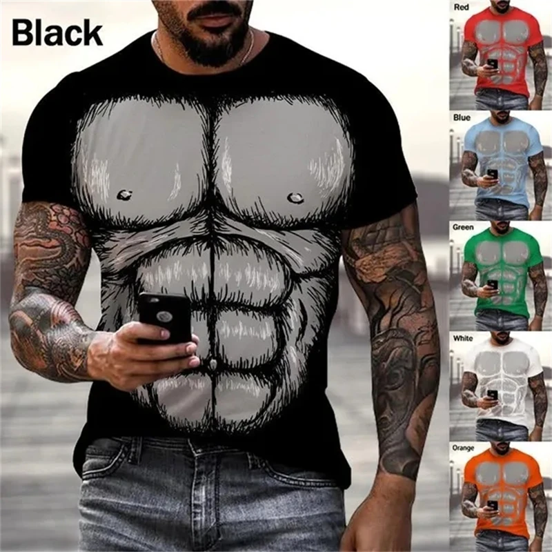

New Fashion Animal Orangutan Muscle Print 3D T-Shirt Men's Street Casual Funny Short Sleeve T Shirt Men Clothing Graphic Tee