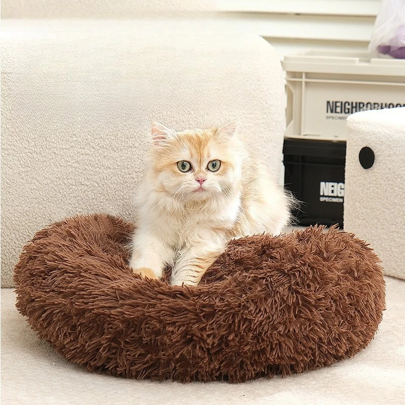 Round Long Plush Pet Nest Factory Direct Sales Pet Nest bed Winter Cat Nest Warm Dog Nest Four Seasons Universal Pet Mattress