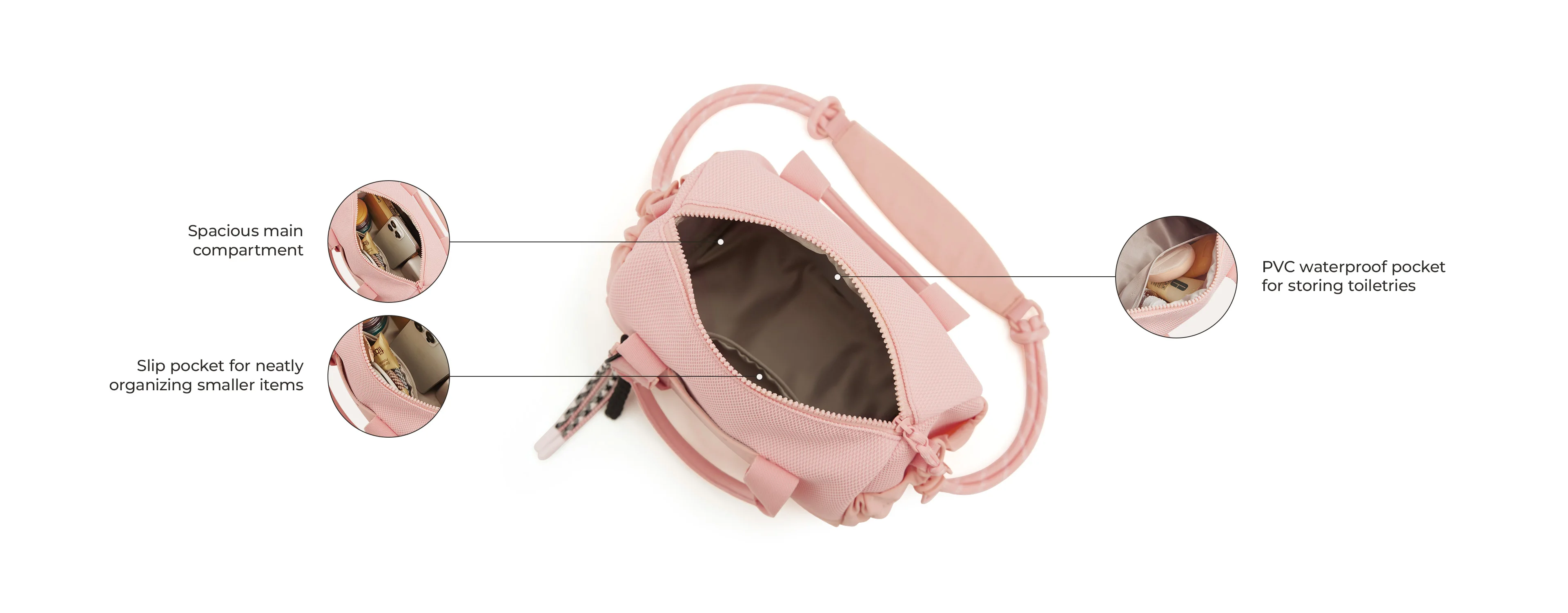BAGSMART Boston-Tasche für Damen, Mini-Reisetasche, Schulter-Crossbody-Tasche, wasserdicht, mit Nassfach, für Fitnessstudio, Reisen, Alltag, Strand, Weekender – Detail 6