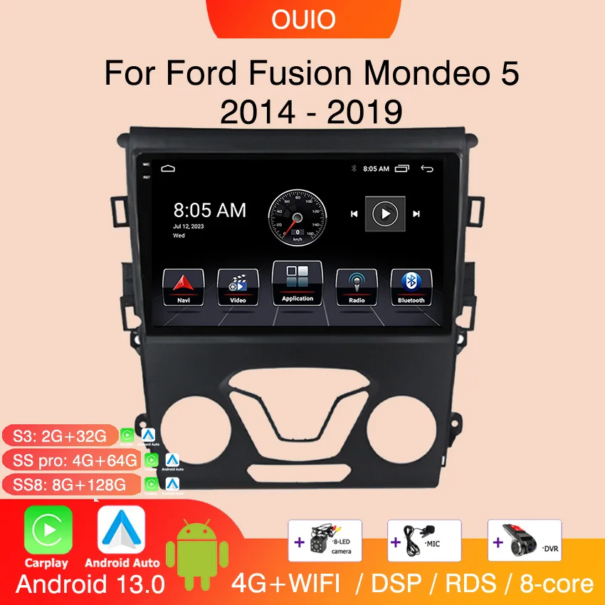 

Android 13 Carplay Radio For Ford Mondeo 5 Fusion 2012 2013 2014 GPS Car Video Player Android Auto WIFI BT GPS navigation 2DIN