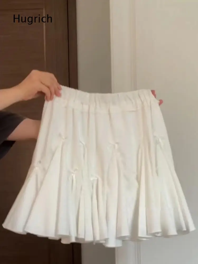 Sweet Style Fluffy Ballet Skort Elastic Waist Tiny Bow Ornament Multi-Layer Ruffled Inner Princess Mini Skirt