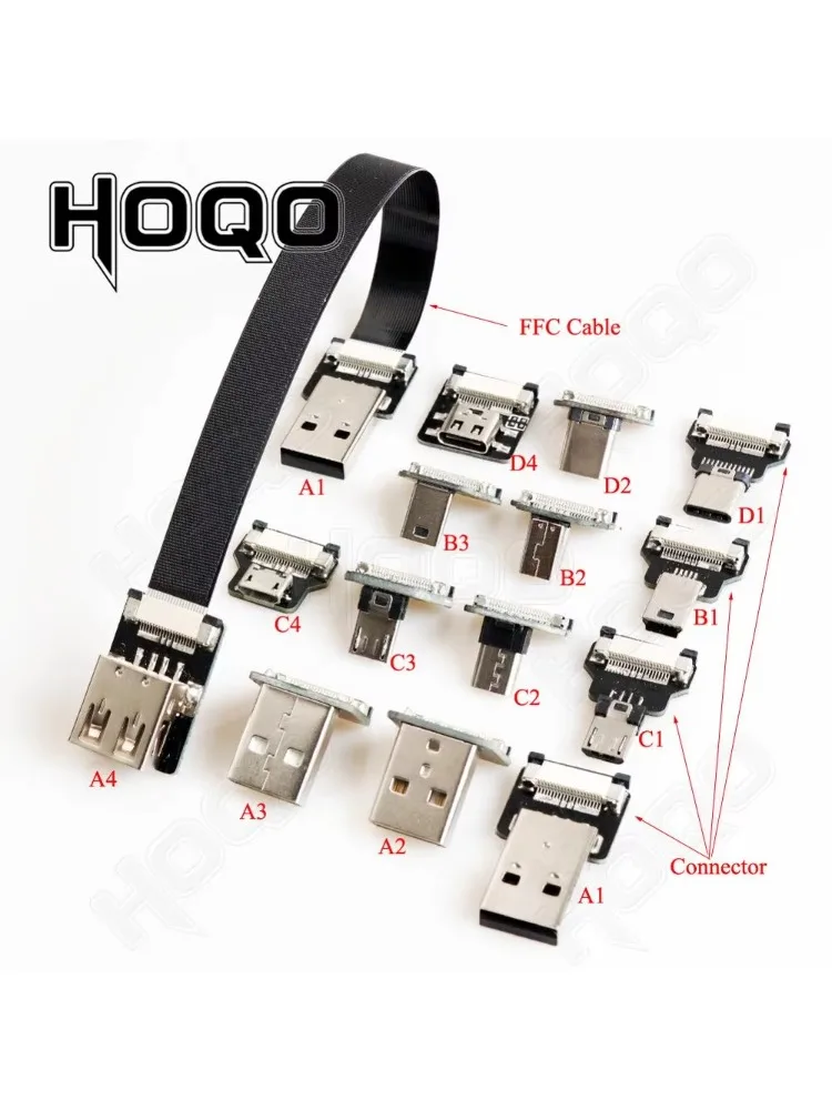 Utilisé pour Raspberry Pi FFC type-c Mini Micro USB rallonge câble plat FPV mince plat doux flexible FPC charge FPV
