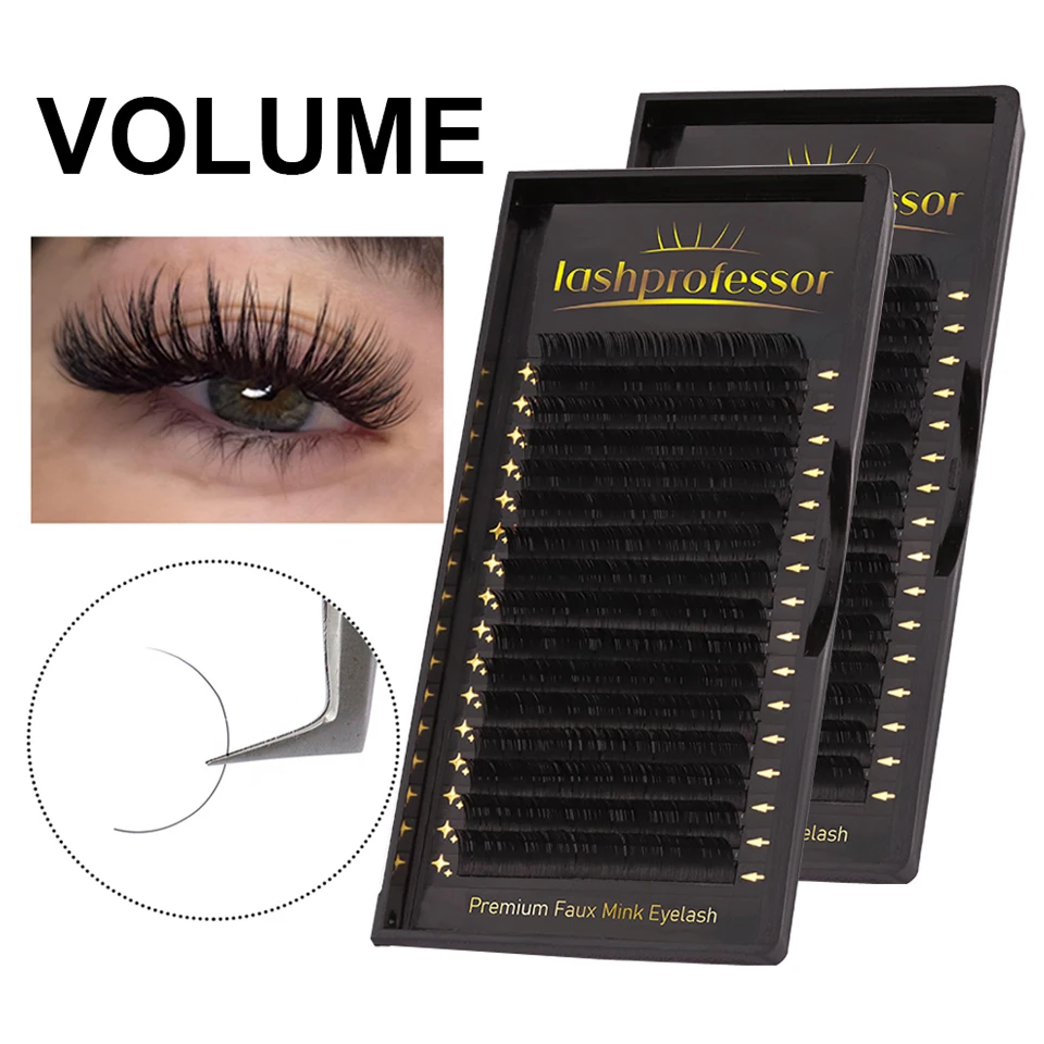 

Lashprofessor Korean PBT Fiber Hand Made Faux Mink Eyelashes for Extensions Natural Soft Matte Black Russian Volume Lash Cilia