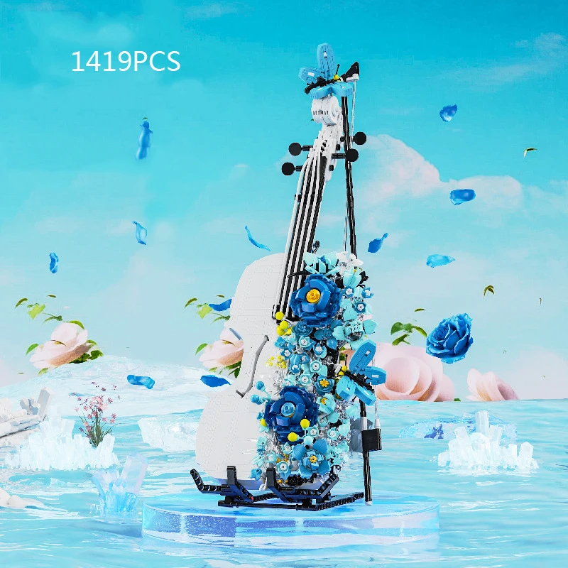 

iDEA Musical Instruments Block Music Flower Movement Blue Rose Guitar Building Brick Construction Toy Collection For Girls Gifts