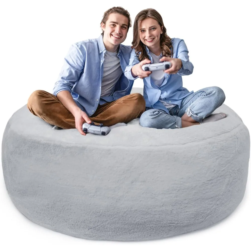 Giant Bean Bag Chair for Adults & Kids Soft Bean Bag Bed with Luxurious Shorthair Rabbit Velvet and High-Resilience Memory Foam