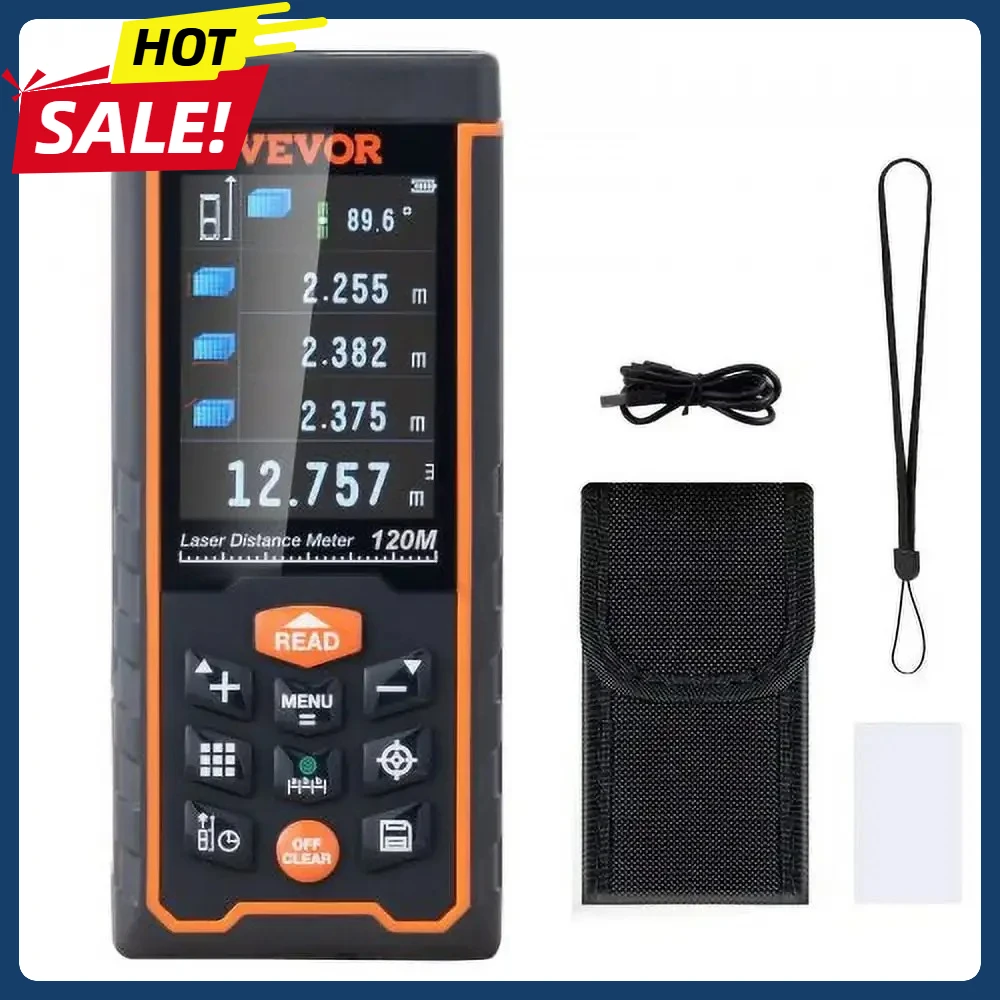

400ft Laser Measure, Laser Distance Meter with Camera, Electronic Angle, M/Ft/In Unit Switching, 2.4'' Colorlit Screen
