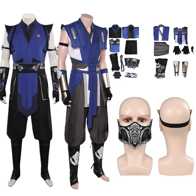 Sterbliche cos Kombat Sub Zero Cosplay Kostüm Erwachsene Männer Fantasy Top Hosen Maske Outfits Halloween Verkleidung Karneval Party Anzug